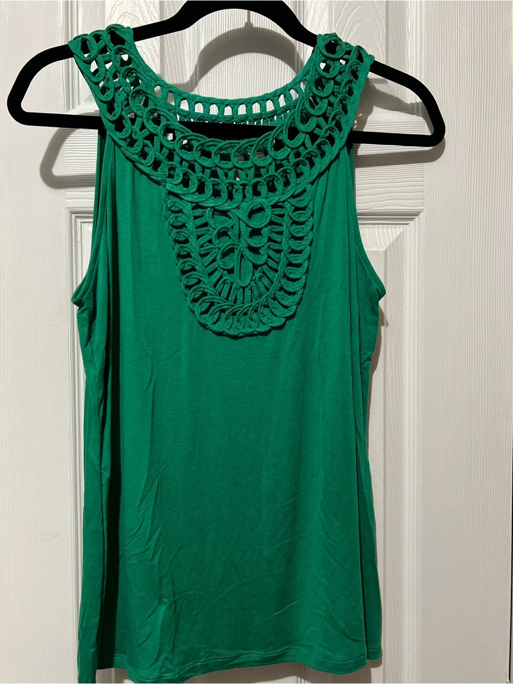 Crochet Yoke Sleeveless Top - Green